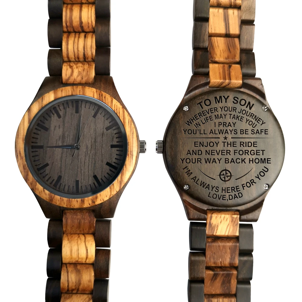 from-dad-to-son-engraved-wooden-watch-enjoy-the-ride-and-never-forget-the-way-back-home-wrist-watch