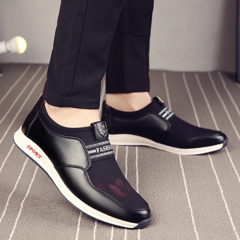 

BIMUDUIYU Brand Fashion Slip-On Men Casual Shoes Microfiber Leather + Mesh cloth Comfortable Breathable Flat Shoes Superstar
