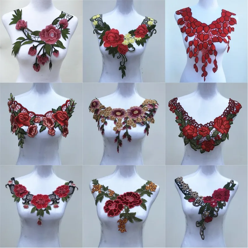 

1Pc Embroidered Lace Neckline Collar Applique Patches Scrapbooking Embossed Sewing Accessories,clothes pathces Gift 45-52