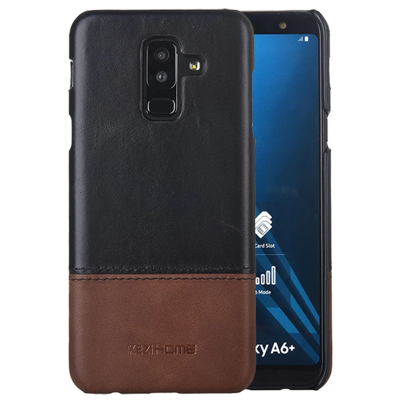 Для samsung Galaxy A6 плюс 2018 чехол два цвета натуральная кожа задняя крышка корпуса для