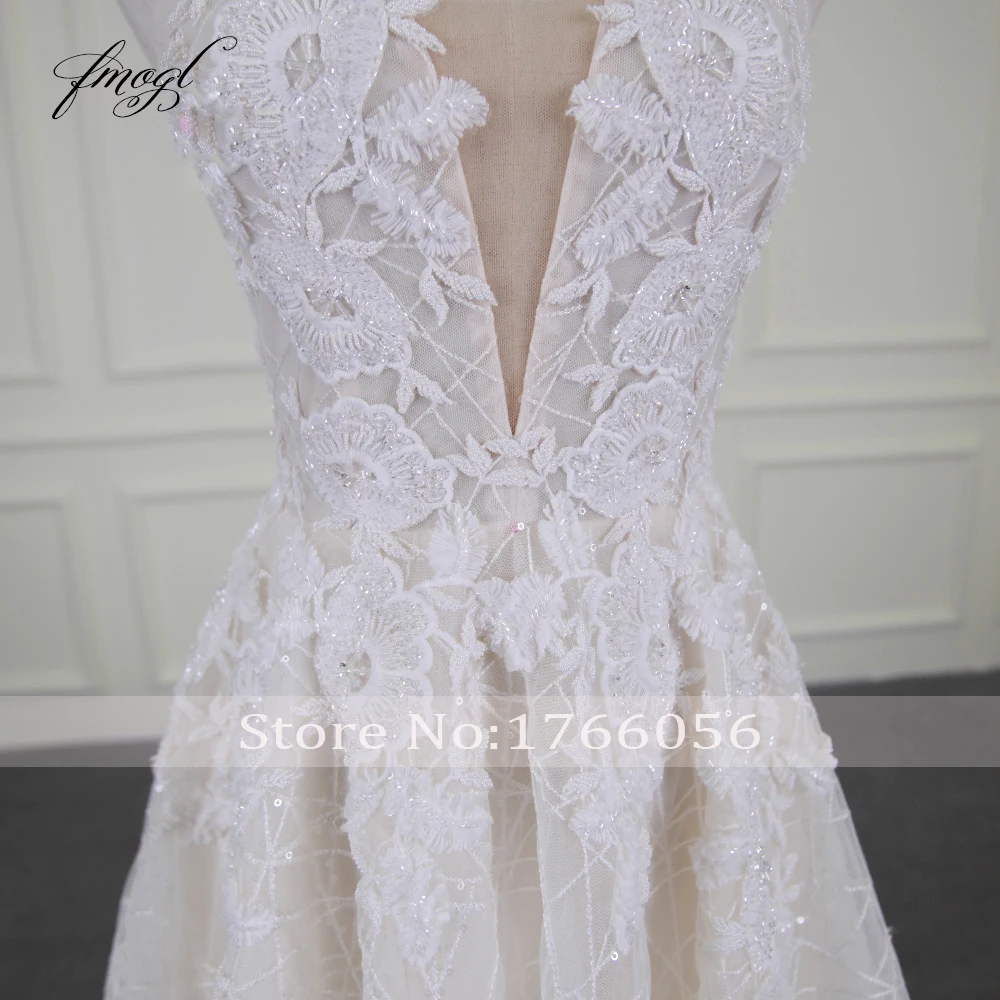 Ангел мечты Vestido De Noiva пикантные Свадебные платья с открытой спиной 2019 люкс Холтер аппликации из бисера развертки поезд невесты платья