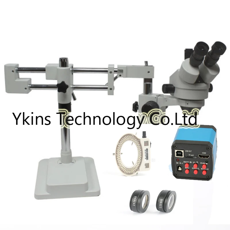 

3.5X-90X Double Boom Stand Stereo Zoom Simul Focal trinocular stereo Microscope+14MP Camera Microscope for industrial PCB repair
