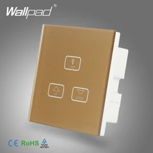 High End 3 Gang 1 Way Dimmer Switch Wallpad Gold Glass Switch Led 3 Gang Touch