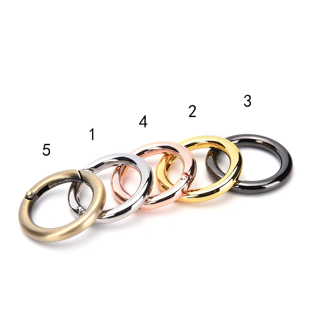 

1 PCS 28mm Spring O Ring Bag Hook Trigger Spring Keyring Buckle O Ring Round Carabiner Snap Clip For Bags DIY Bag Accessories