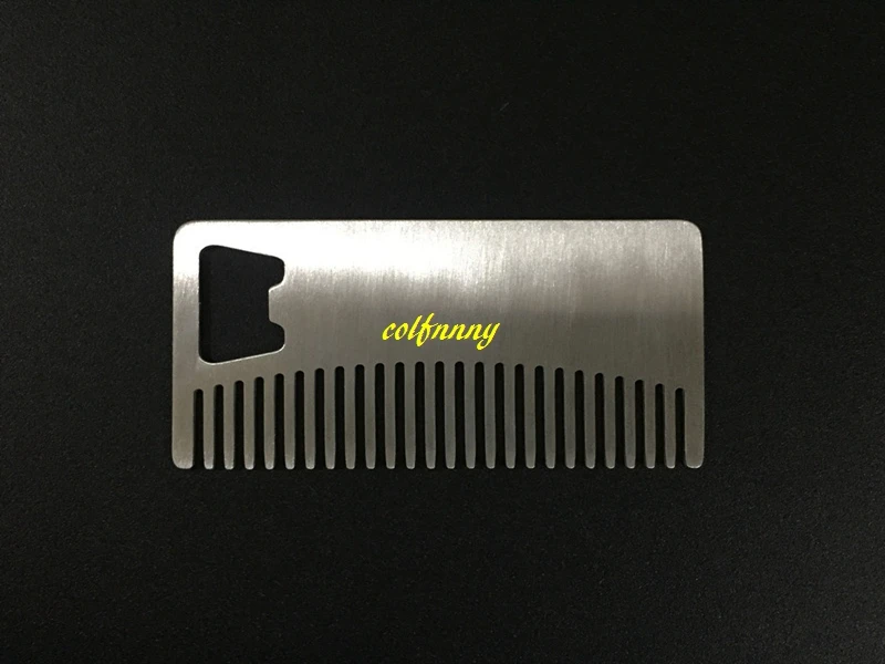 

600pcs/lot Fast shipping Stainless Steel Credit Card Bottle Opener Beard Metal Comb beer openers Can customize logo