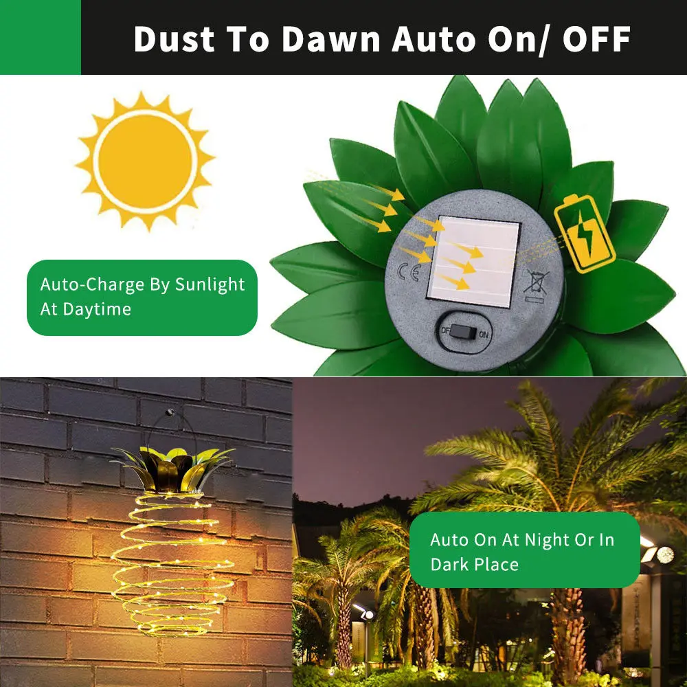 2 шт. Солнечный садовый светильник LED медный провод ананас Haning огни
