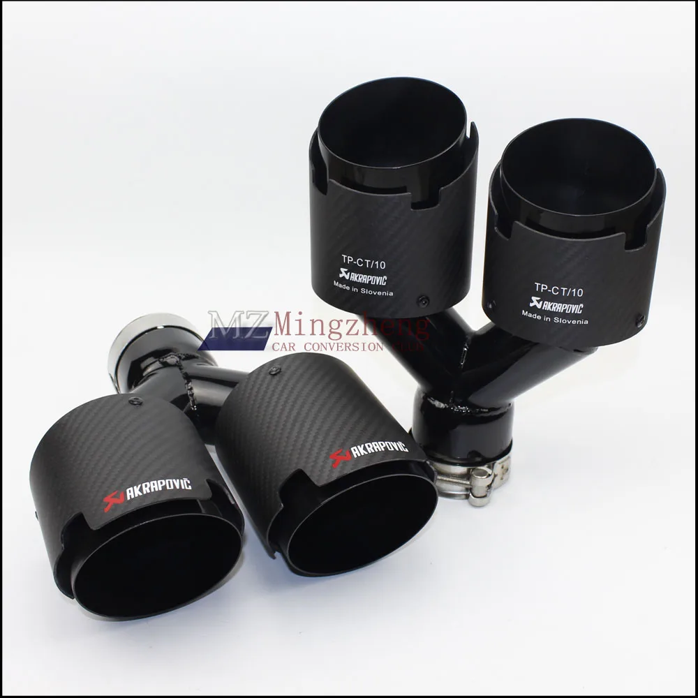 

Car exhaust pipe Y Model Akrapovic Carbon Exhausts Dual End Tips for BMW BENZ AUDI Exhaust Dual Muffler Pipes Tail Tips