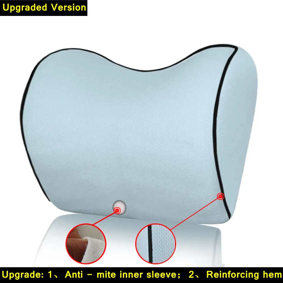 1 шт. Автомобильный подголовник подушка для шеи для сиденья стула в авто пены памяти хлопок сетка подушка ткань чехол мягкая голова отдых путешествия поддержка - Цвет: C2-Light Grey