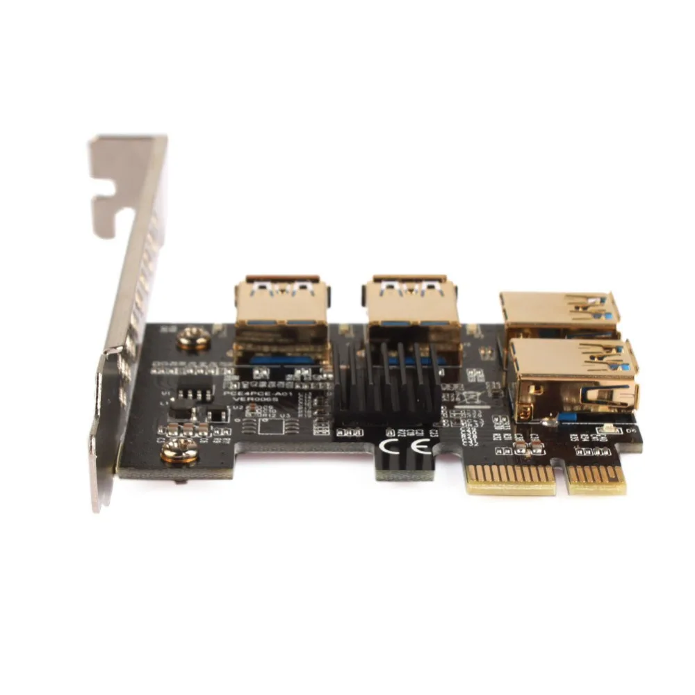 

PCI-E PCI Express Riser Card 1x to 16x 1 to 4 USB 3.0 Slot Multiplier Hub Adapter For Bitcoin Mining C Miner #269103
