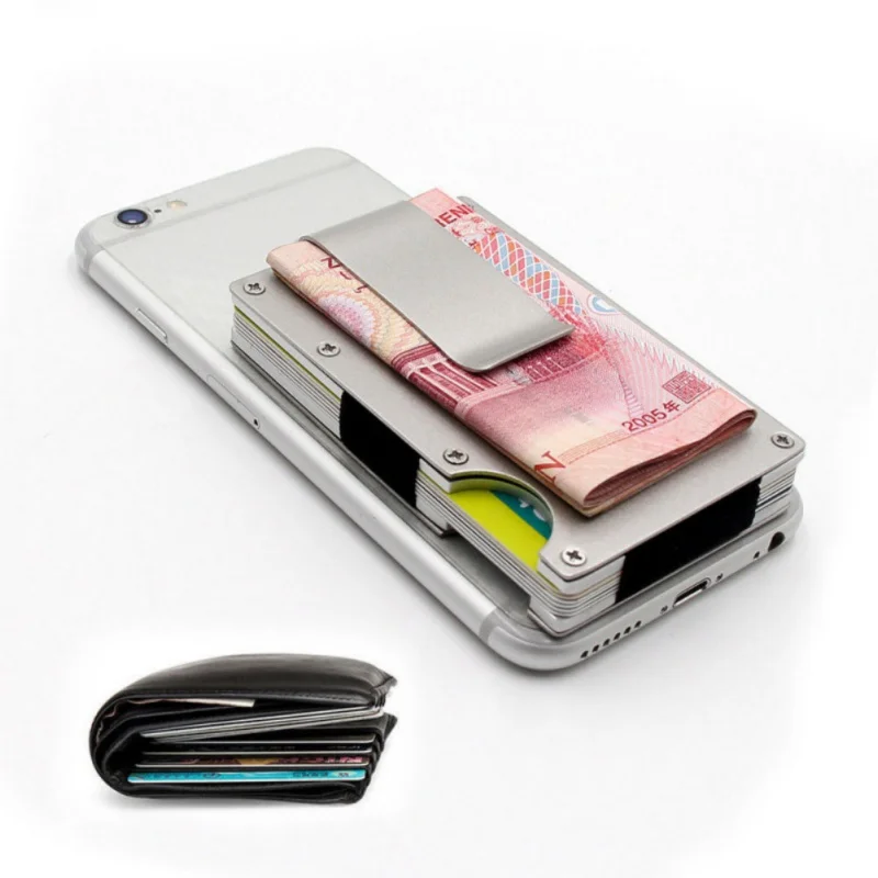 للجنسين جديد الأزياء محافظ ضئيلة ألياف الكربون بطاقة الائتمان جيوب RFID حجب المعادن المال كليب محفظة محافظ