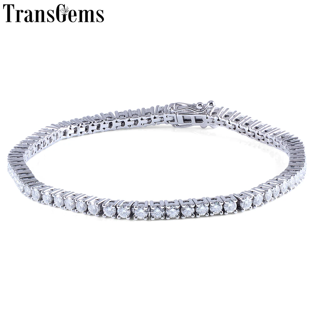

Transgems Solid 14K 585 White and Yellow Gold Classic 4.08CTW GH Color 2.5mm Moissanite Tennis Bracelet For Women Wedding 1PCS