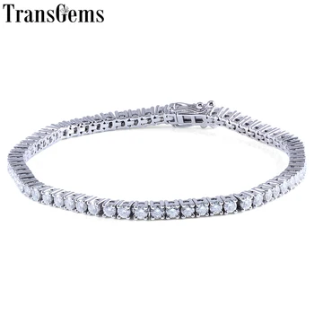 

Transgems Solid 14K 585 White and Yellow Gold Classic 4.08CTW GH Color 2.5mm Moissanite Tennis Bracelet For Women Wedding 1PCS