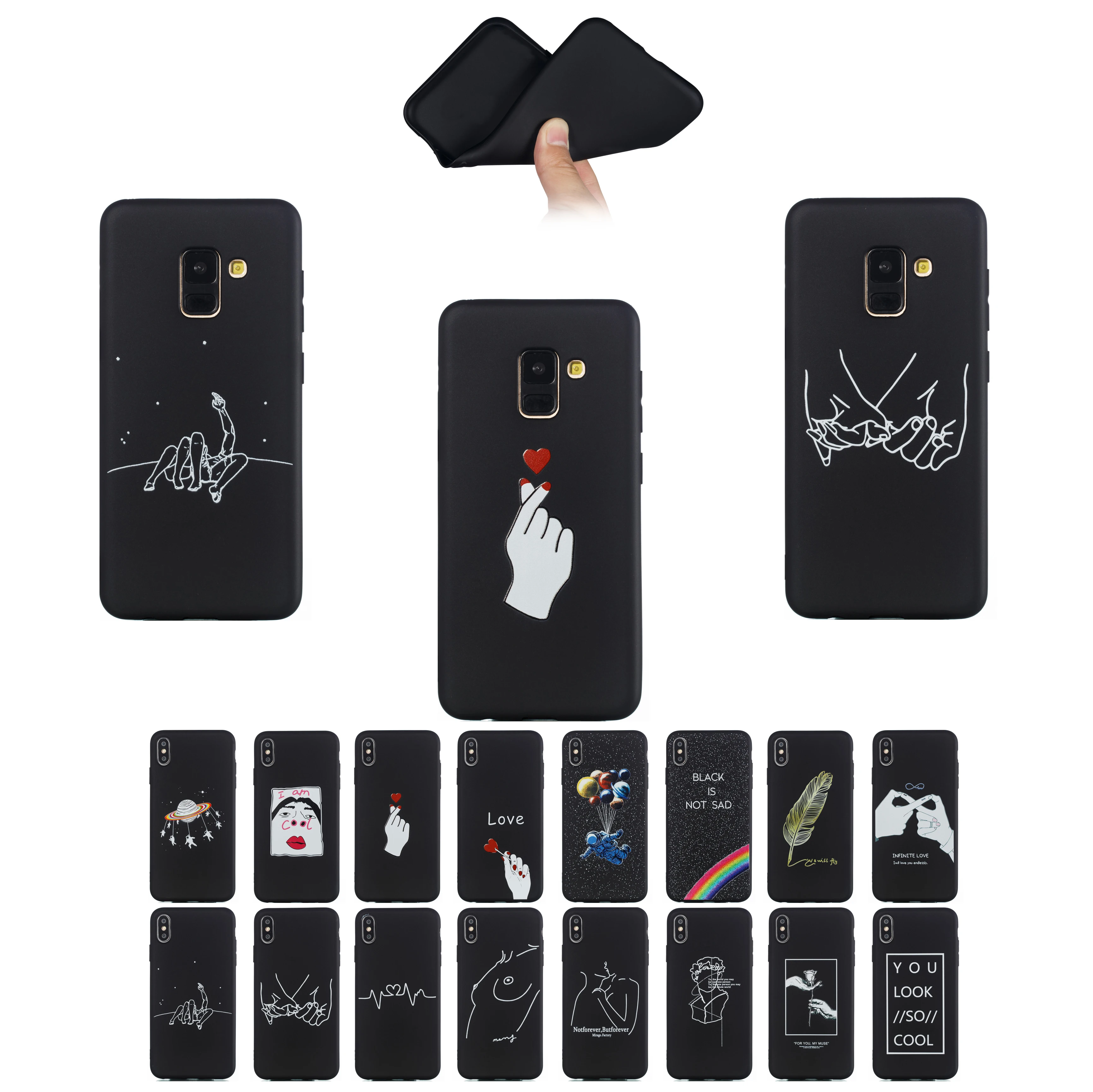

TPU For Samsung Galaxy J4 J6 2017 EU-Vesion Prime Plus M10 M20 A30 A40 A50 A70 Case Black Matte Mobile Phone Bag