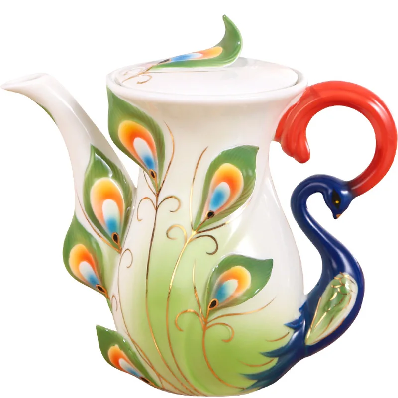 3 Color Creative Ceramic Tea pot Peacock Porcelain Teapot 3 Color Creative Ceramic Tea pot Peacock Porcelain Teapot