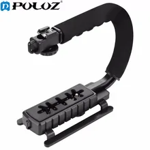 PULUZ U shaped Grip Triple Shoe Mount Video font b Action b font Stabilizing Handle Grip