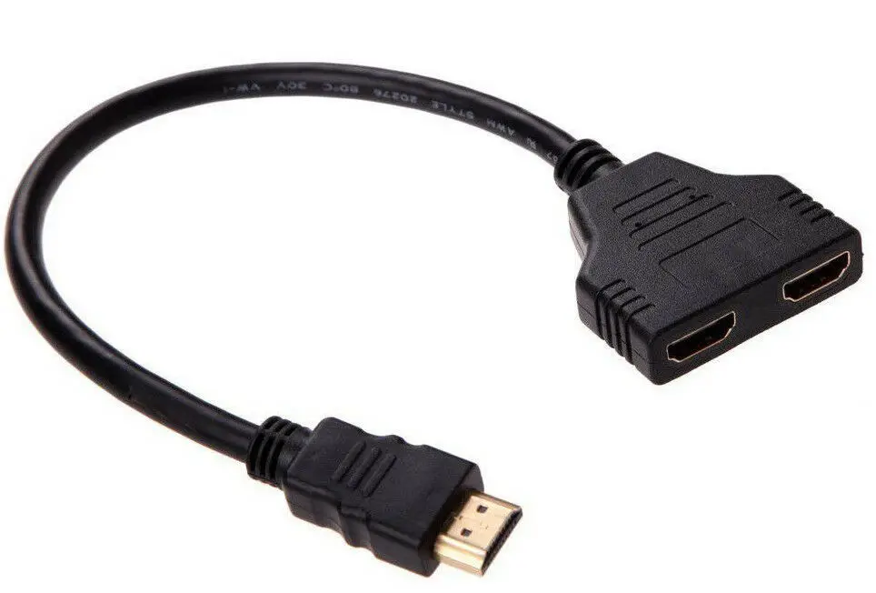 HDMI Male To Dual Female 1 to 2 Way Splitter Adapter Cable For HDTV LCD TV | Электроника
