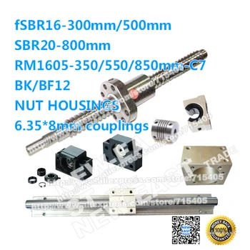 

SFU1605-350/550/850mm ballscrews for BK12 BF12 + NUT HOUSINGS+ SBR16 -300mm/500mm+ SBR16UU + SBR20 -800mm+ SBR20UU + couplings