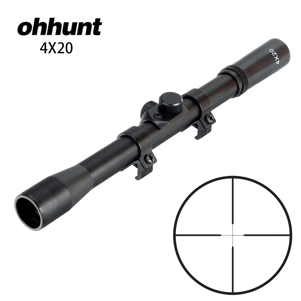 ohhunt 4X20 Hunting Shooting Riflescopes Fine Duplex Reticle Tactical Optical Sight Air Scope with 11mm Dovetail Rings (1)