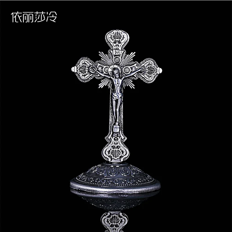50 штук деревянного Иисуса металлический крест подвеска с Иисусом очарование маленькое отверстие ювелирные изделия ожерелье Религиозный браслет аксессуары