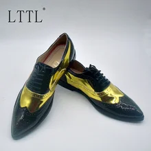 Top Fashion New Handmade Black And Yellow Mixed Colors Men Dress Shoes Patent Leather Pointed Toe Oxford Shoes For Men 