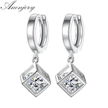 ANENJERY – boucles d'oreilles carrées en argent Sterling 925 pour femmes, bijoux en Zircon, cadeau de mariage, S-E228