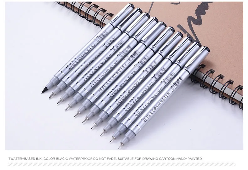 10 размеров наконечников Micron Neelde ручка для рисования водостойкая пигмент тонкая линия эскиз Маркеры Ручка для письма ручной краски аниме товары для рукоделия