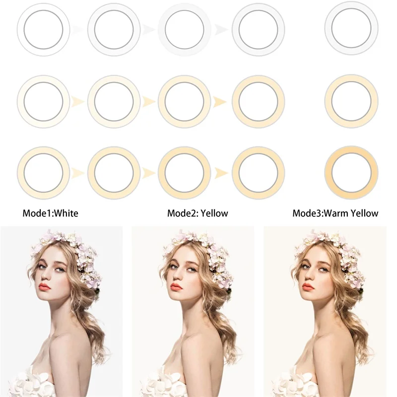  LED Selfie Ring Lamp with Selfie Stick Tripod Phone Holder Dimmable LED Circle Light Video Live Pho - 32993157460