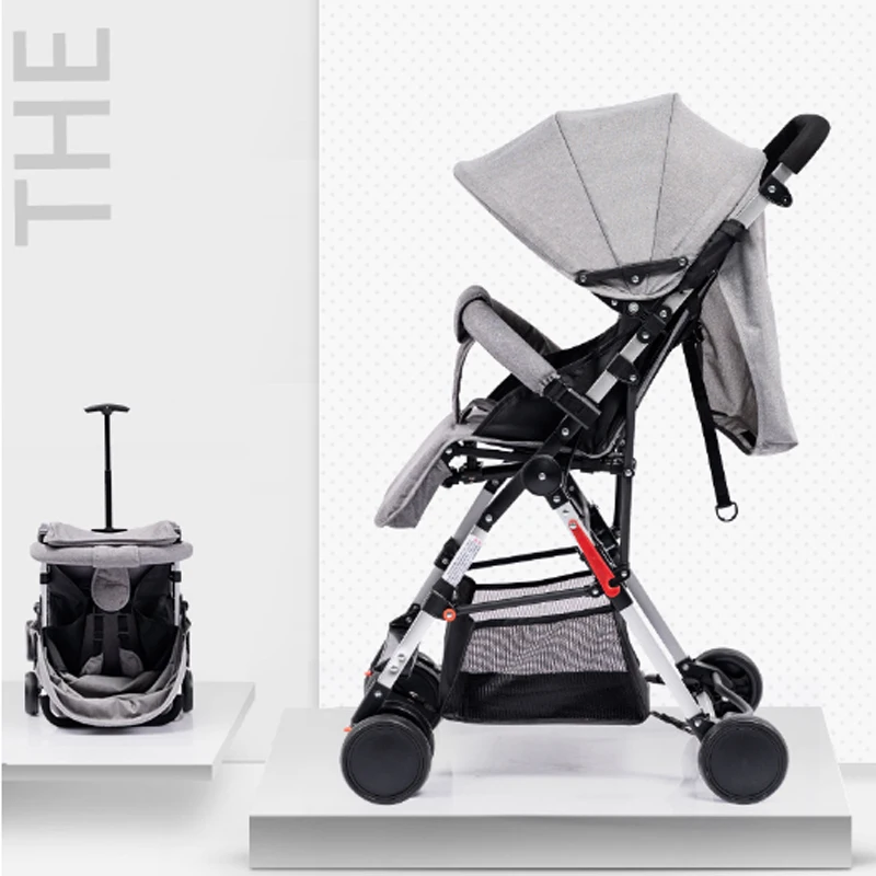 Детская коляска, переносная Складная коляска, легкая четырехколесная коляска для детской коляски из алюминиевого сплава, детская коляска из льна