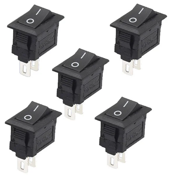 

5 Pcs/lot KCD11 2 Pin 10x15mm Mini Push Button Switch SPST 3A 250V AC Snap-in On/Off Boat Rocker Switch Black