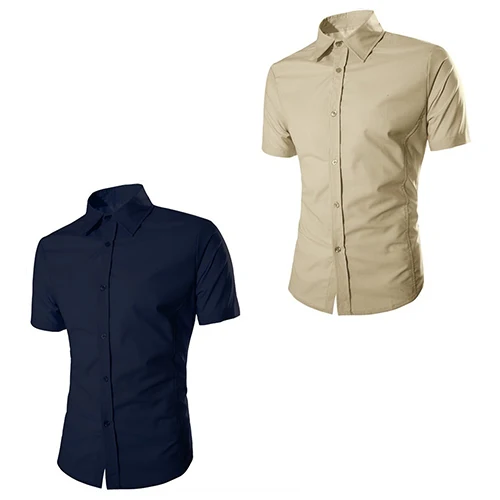 Модные Для Мужчин's Повседневное рубашка узкого кроя Бизнес короткий рукав отложной рубашка с воротником