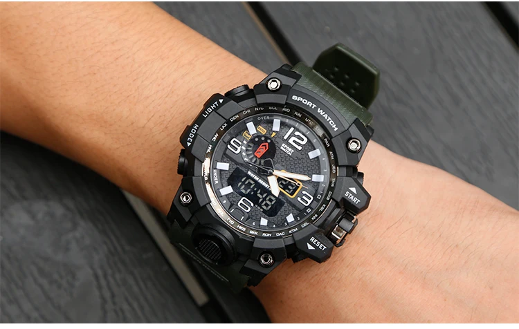 Для мужчин Военная Униформа часы 50 м водостойкие наручные светодиодный LED Кварцевые спортивные часы мужской relogios masculino спорт S шок часы для