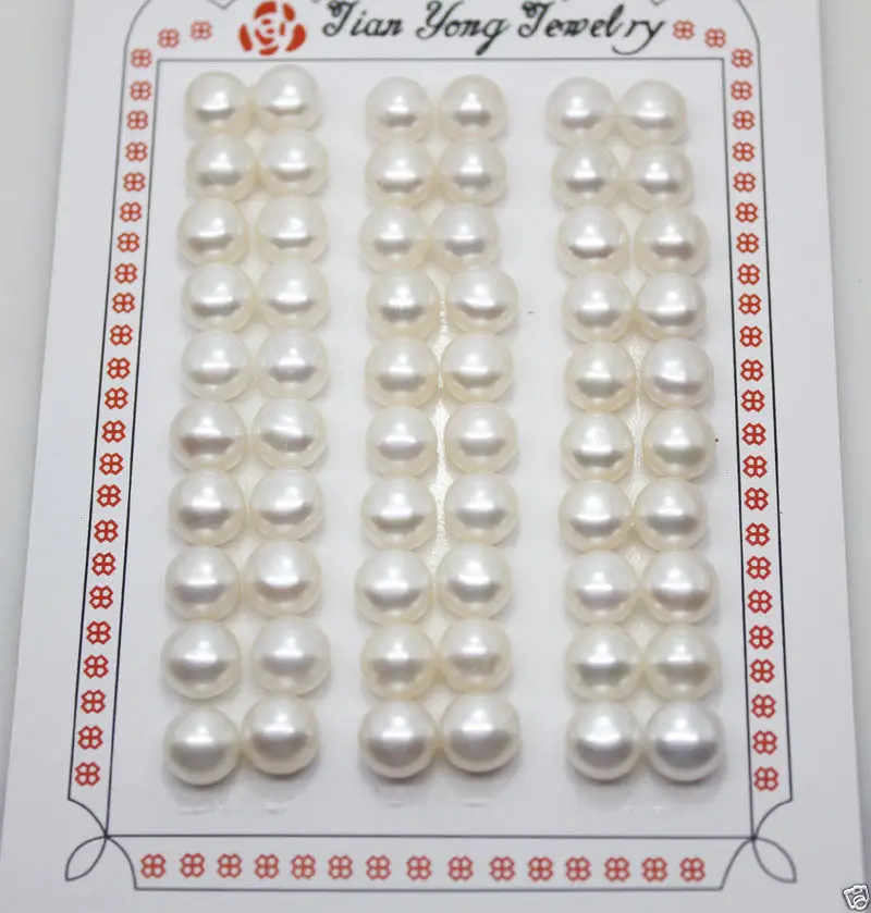 

Hot sale new Style >>>> 30 Pairs Genuine White Flat Back Pearl For Earring Making Half Drilled Beads