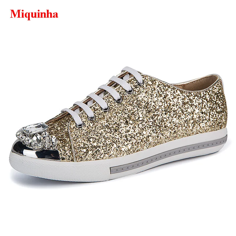 Casual as Marque As Cap Chaussures À Cristal De Up Derby Métal Or Dentelle Appartements Luxe Pic Pic toe Miquinha Paillettes Femmes Bling Glitter zqwHS1