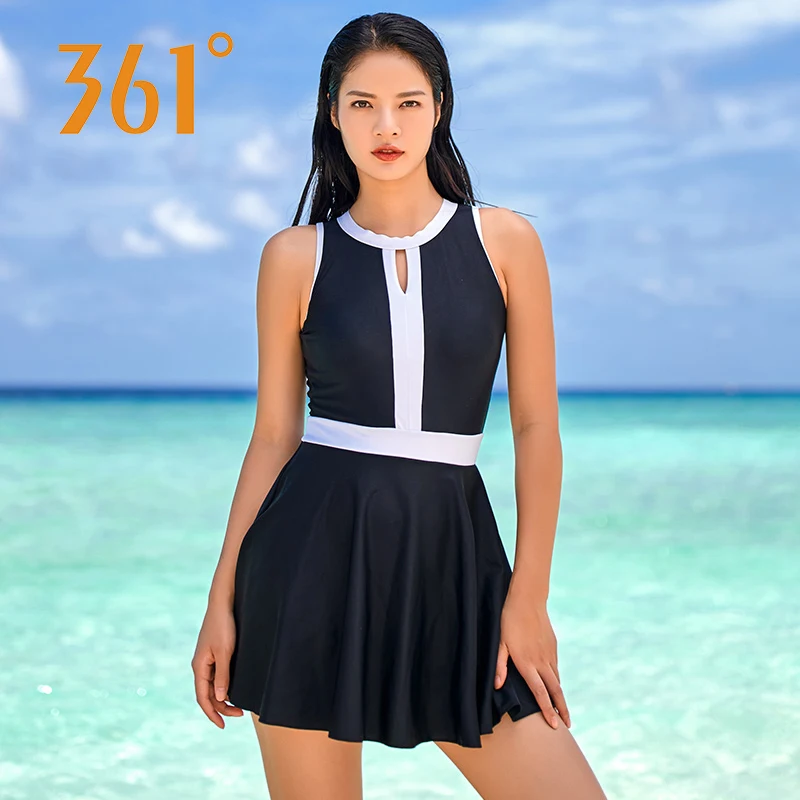 361 Women Skirt Swim Suit Beachwear Lady Swimsuit Dress Black Swimwear