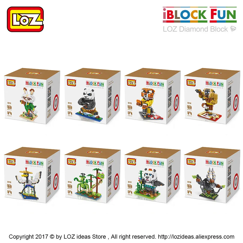 Кубик кристалл LOZ игрушечные фигурки животных милый мультфильм панда аниме