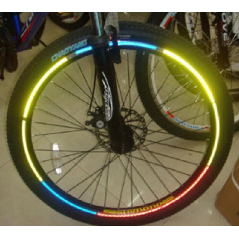 2pcs Bicycle Accessories Bike Stickers Decals Reflective Stickers Strip Fluorescent Bicycle Wheel Rim Reflective Tape Sticker