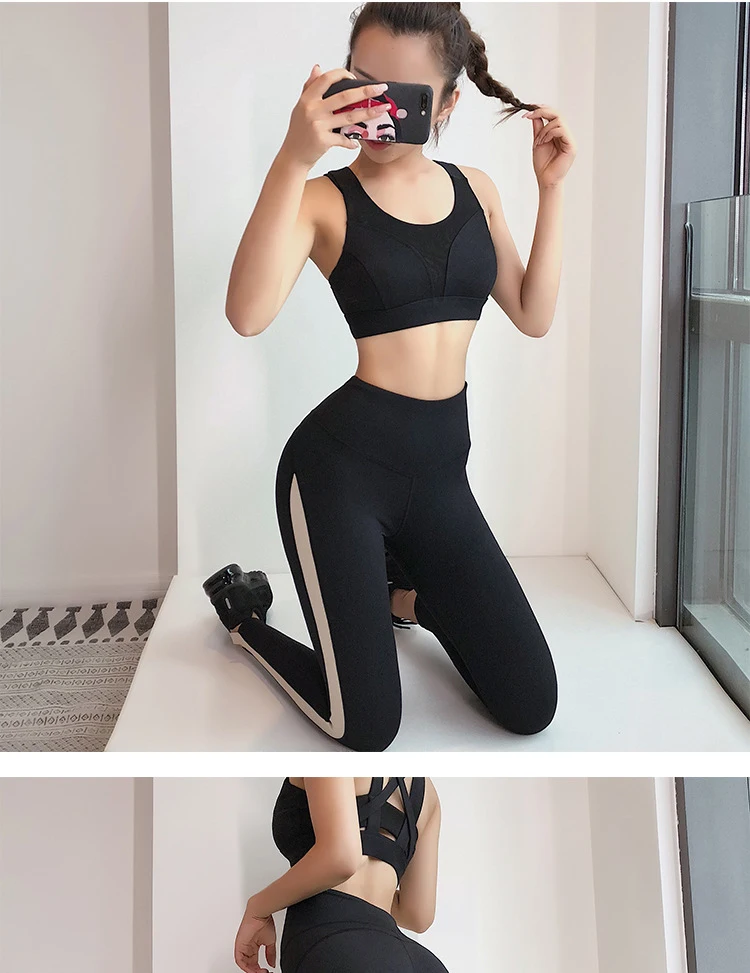Женские колготки для спортзала, Леггинсы для йоги с высокой талией, штаны для йоги с эффектом пуш-ап, растягивающиеся леггинсы для фитнеса, полосатые спортивные штаны для тренировок, пробежек