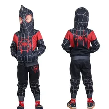 Детский маскарадный костюм «Человек-паук в стихах», «Майлз Моралес», «зентай», «Человек-паук», пальто с капюшоном, толстовка+ штаны, комплект
