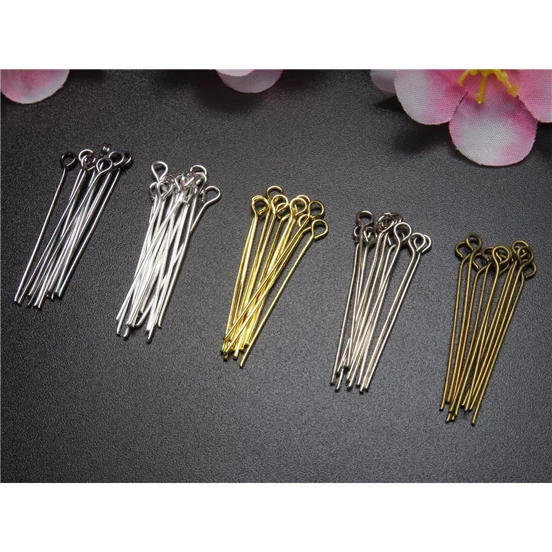 200pcs Rhodium Gold Silver Eye Head Pins 16 20 25 30 35 40 45 50 mm Eye Pins Findings For Diy Jewelry Making Jewelry Accessories Jewelry Findings