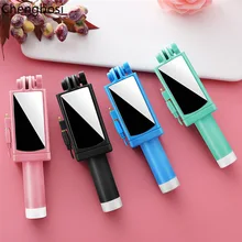 Wired Handheld Selfie Stick Monopod with Mirror Mini Fashion Self-timer for IPhone 6 6S Plus for Samsung Xiaomi Huawei Monopod