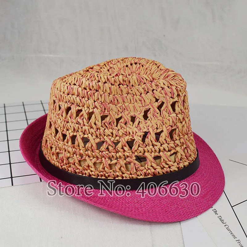 Летний модный пэчворк соломенная Федора Шапки для Для женщин Панама шляпа Джаз шапки женский MEDS035