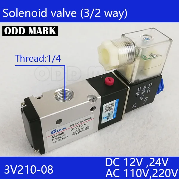 

20PCS Free shipping good qualty 3 port 2 position Solenoid Valve 3V210-08-NC normally closed,have DC24v,DC12V,AC110V,AC220V