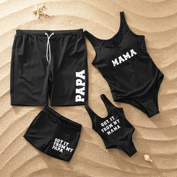 

Family Swimsuit One-Piece Mother Daughter Bikini Dad Son Swim Shorts Mommy and Me Matching Swimwear Clothes Outfits Sand Dress