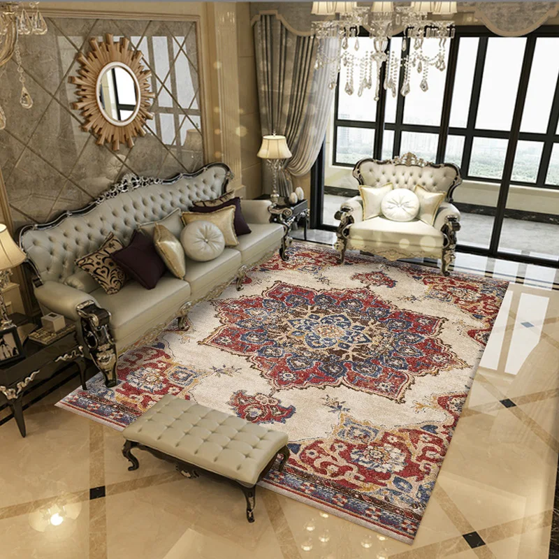 خمر النمط الأمريكي المغربي العرقية البساط غرفة نوم السرير حصيرة السجاد ل غرفة المعيشة الكريستال المخملية تخصيص الطابق مضاد للانزلاق
