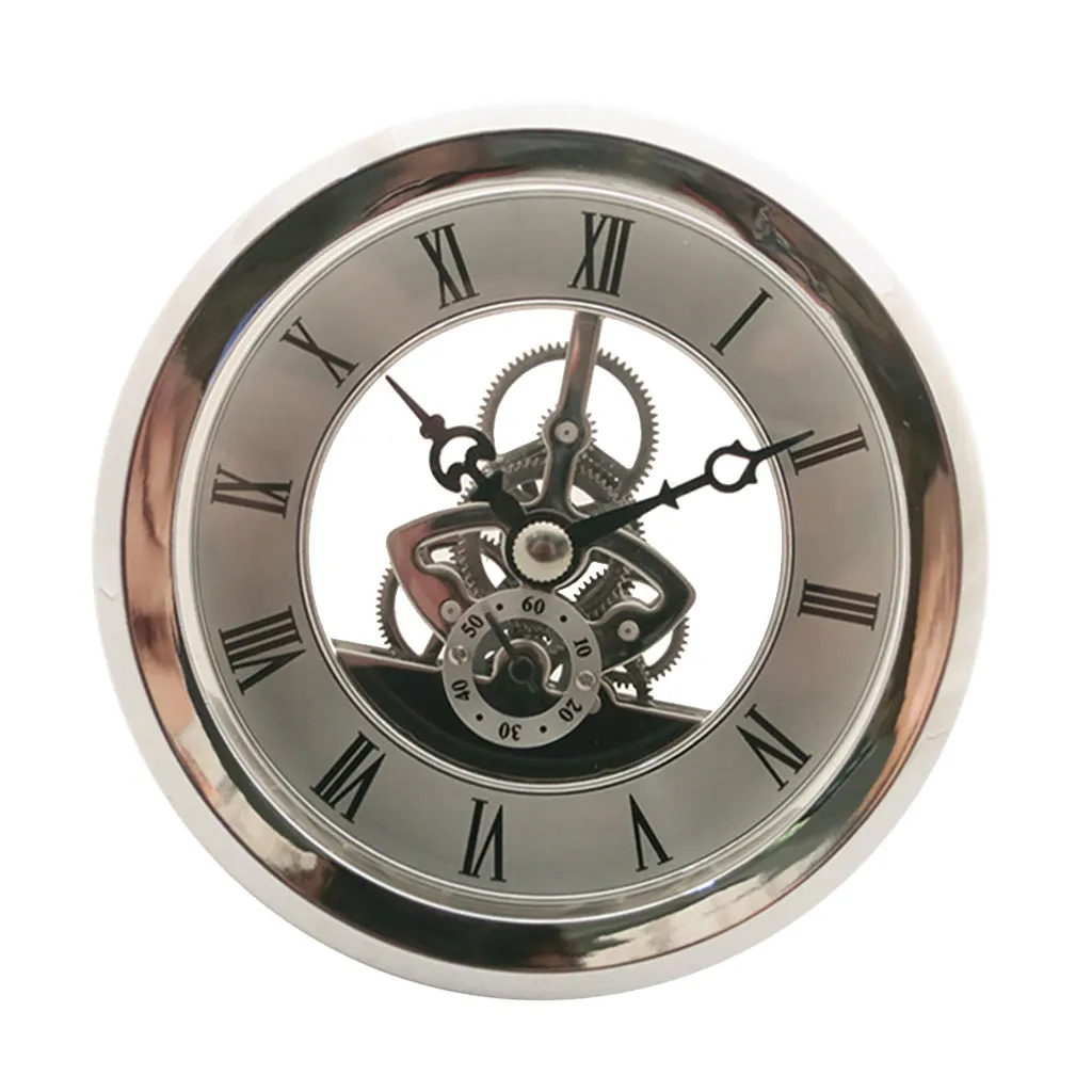 MagiDeal 103mm Dial Roman Numeral Watch Anniversary Quartz Skeleton Clock Insert with Silver Trim