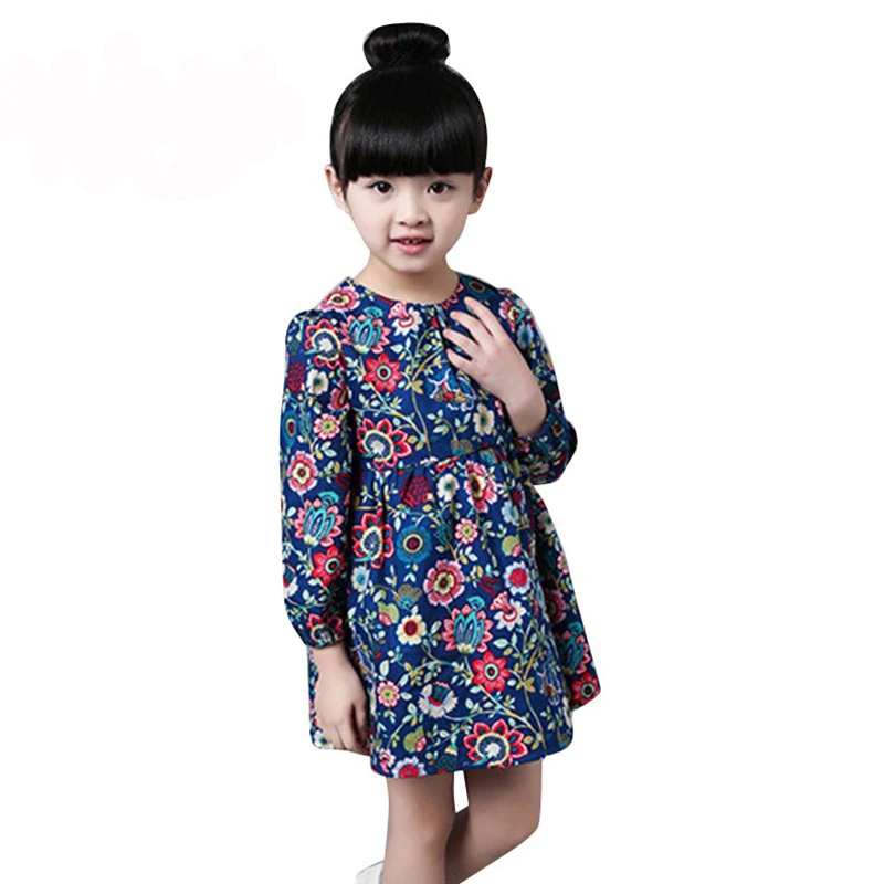 

2017 Girls Spring Dress Casual Long Sleeves Flower Princess Girl Dresses Summer Autumn Toddler Girl Clothing