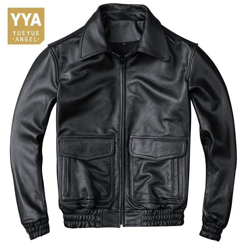 

Large Size XXXXL Mens Leather Jacket Short Motorcycles Pilot Real Leather Jacket New Design Classic British Business Man Coat
