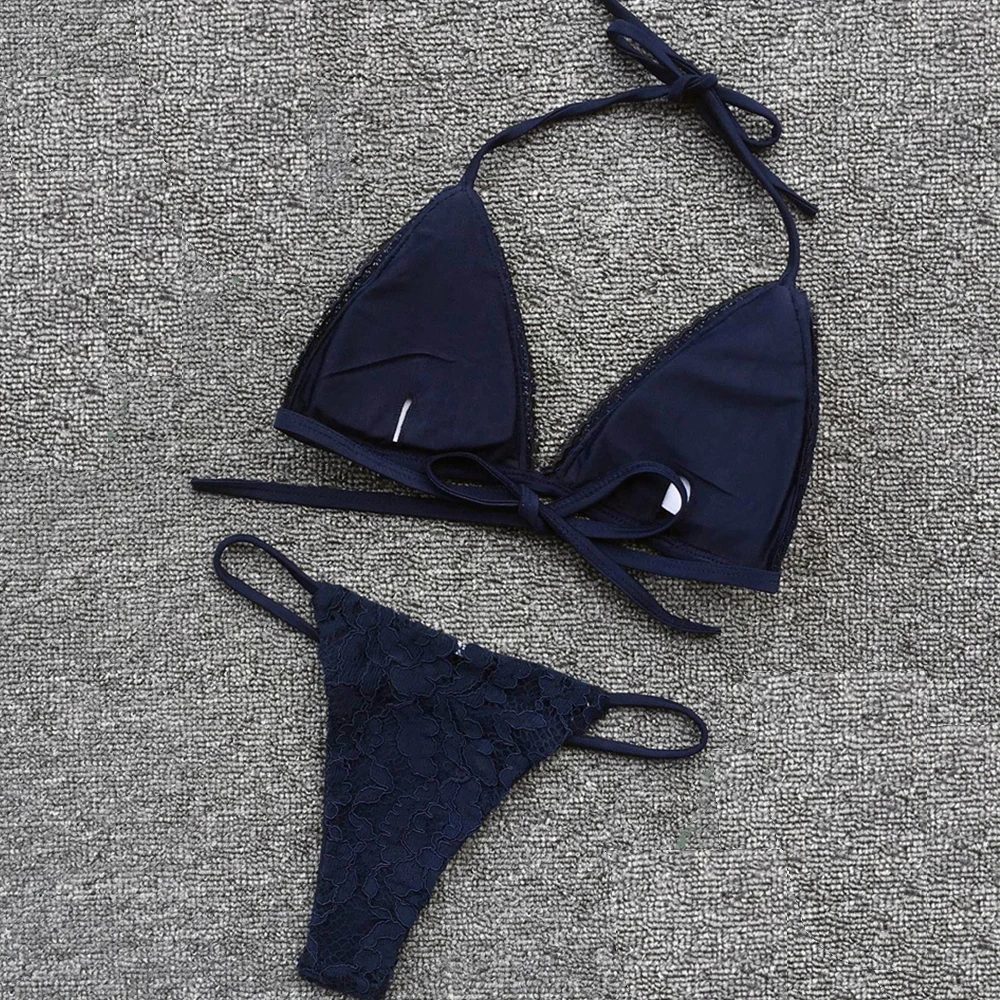 Lace Bikini Set Push Up Bikini 2019 Thong Swimsuit Sexy Halter Bandage Bathing Suit Women Summer Swimwear Padded Swimming Suit Lace Bikini Set Push Up Bikini 2019 Thong Swimsuit Sexy Halter Bandage Bathing Suit Women Summer Swimwear Padded Swimming Suit
