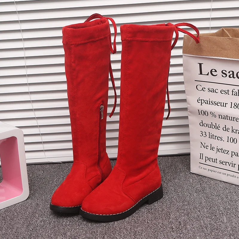 Alta com as Meninas de Pele Sapatas dos Miúdos Botas para Meninas Outono Inverno Meninas Botas Crianças Bota Princesa Over-the-knee Vestido Moda 23 Mamãe e Bebê