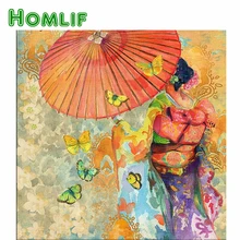 HOMLIF DIY фото на заказ, алмазов картина вышивки крестом 5D полный мозаика, алмазная вышивка японские кимоно женское домашнего декора подарок